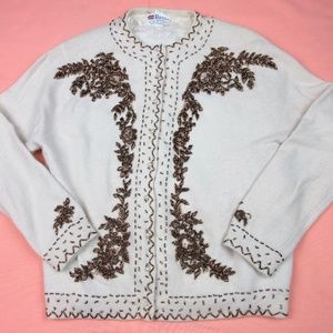 VTG 60's Hand Beaded Sweater  Hong KongrSz S Small
